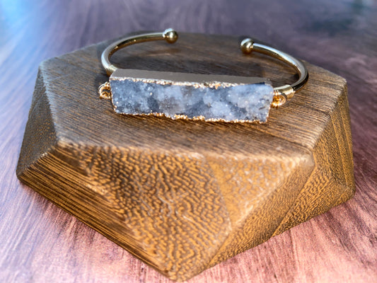 Celestine Geode Cuff Bangle