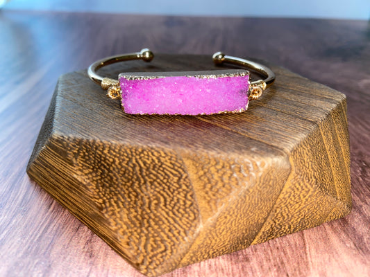 Magenta Quartz Geode Cuff Bangle